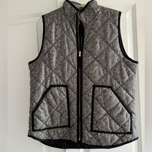 J. Crew Black and White Herringbone Vest US M